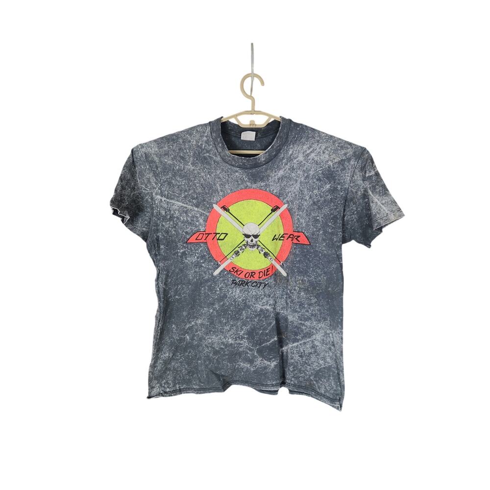 Vintage 80s Otto Ski or Die Acid Wash T Men's XL